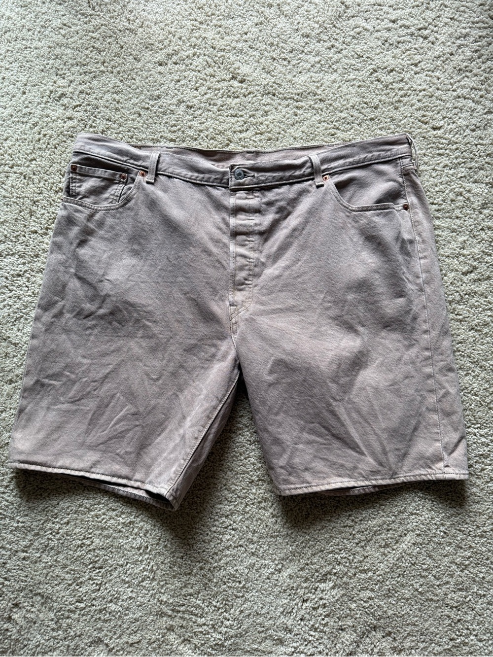 Levi's 501 Button Fly Shorts Size 44 Tan Denim Finished Hem